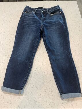 Judy Blue Medium Dark Blue Rolled Cuff Boyfriend Jeans